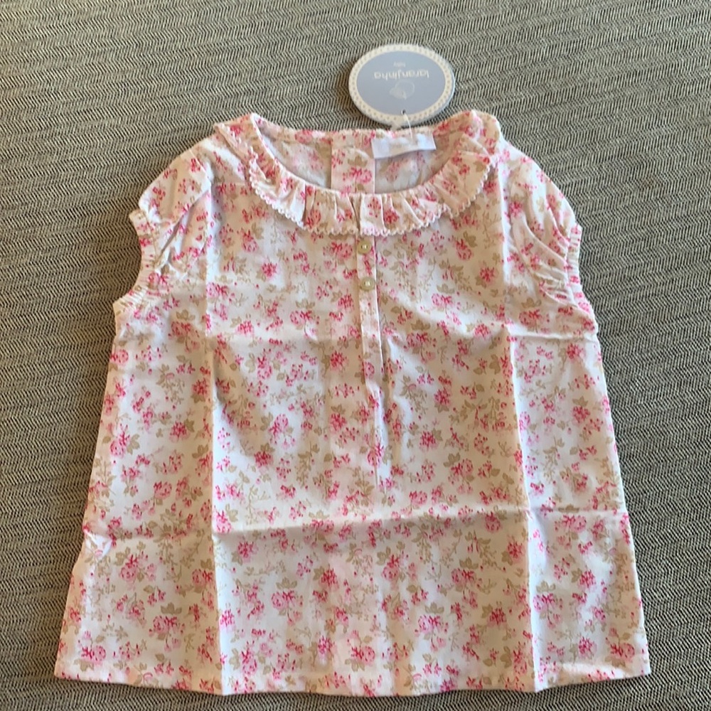 NWT Laranjinha cotton flower blouse size 9 months